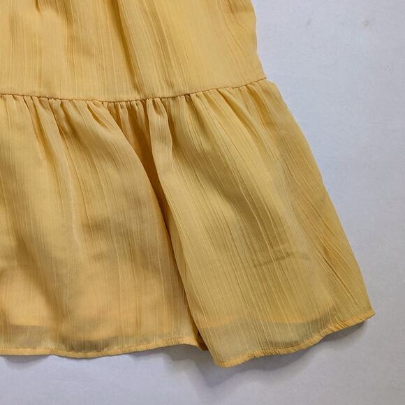 Reformation Estate Dress L Butter Yellow Tiered Mini Puff Sleeve Coquette - Picture 6 of 11
